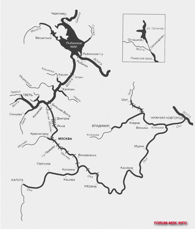 Схема водных путей московского бассейна